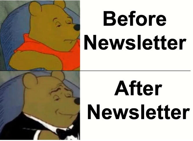 Before and after newsletteer